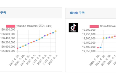 소셜미디어 구독자 9월 첫째주 리포트 - 2023년 36주간
