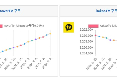 소셜미디어 구독자 06월 첫째주 리포트 - '24년 23주간